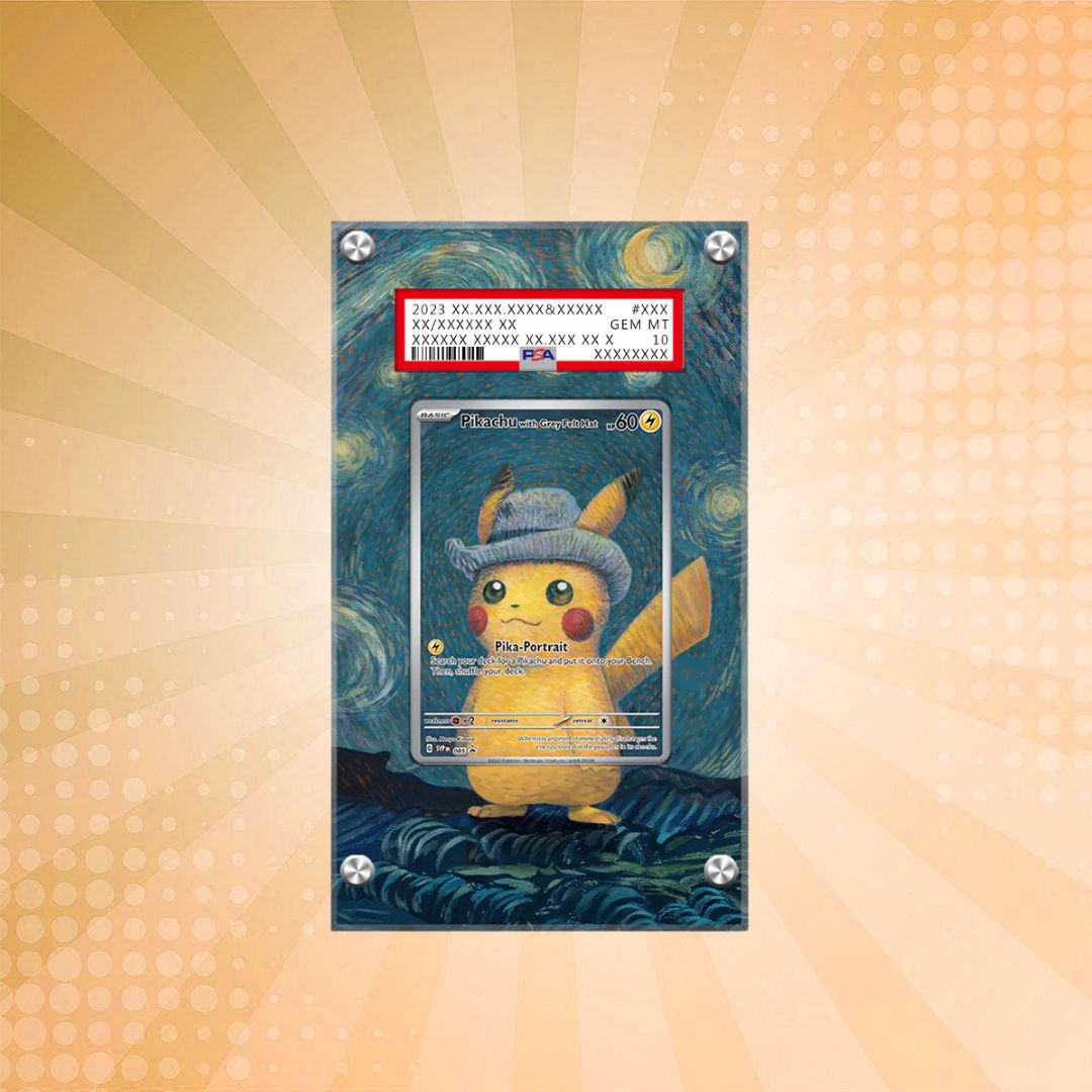 Pikachu With Grey Felt Hat - Pokémon Extended PSA Artwork Protective Display Case