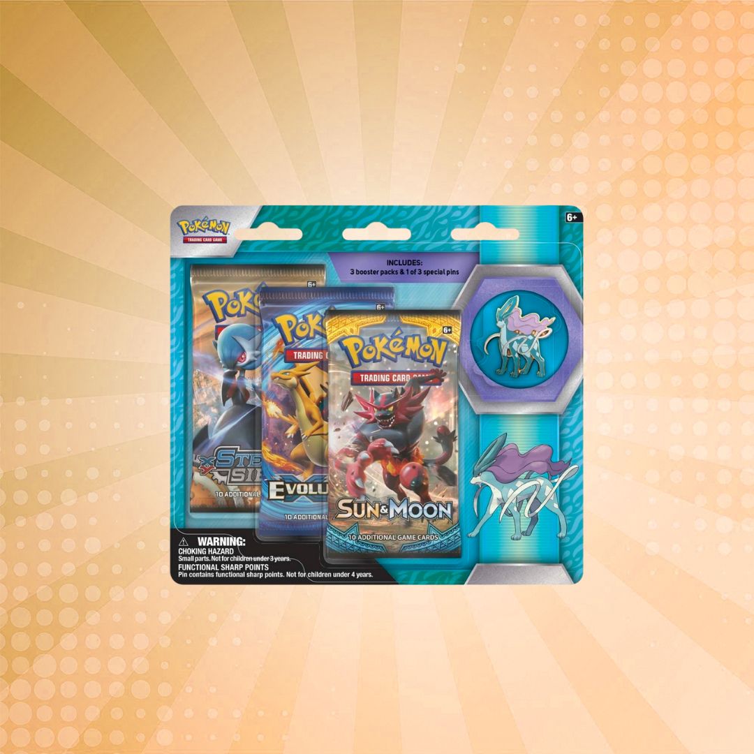 Pokémon TCG: 3 Booster Packs & Suicune Collector's Pin