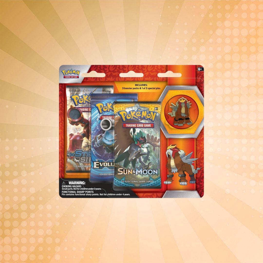 Pokémon TCG: 3 Booster Packs & Entei Collector's Pin